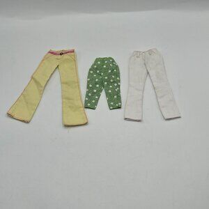 Vintage Mattel Barbie Doll Pants Set: Yellow Flared Green Floral Capris White Tr